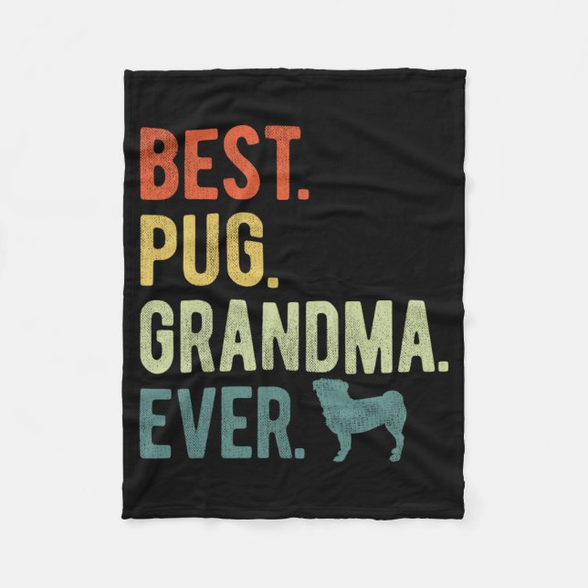 Pug Grandma Hundälskare Mors dag Fleecefilt (Framsidan)