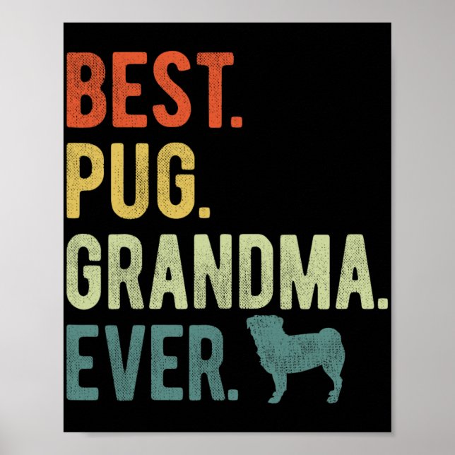 Pug Grandma Hundälskare Mors dag Poster (Framsidan)