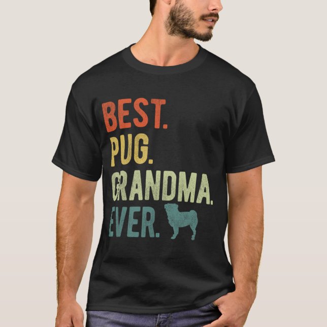 Pug Grandma Hundälskare Mors dag T Shirt (Framsida)
