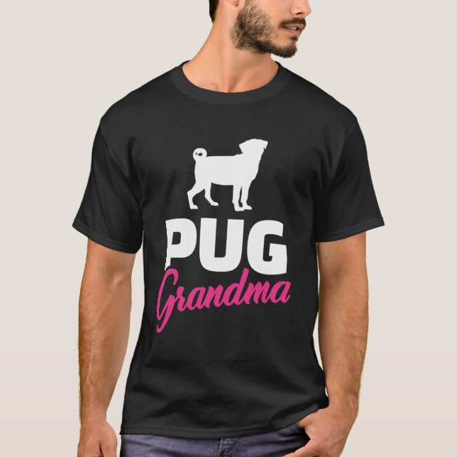 Pug Grandma T Shirt (Framsida)