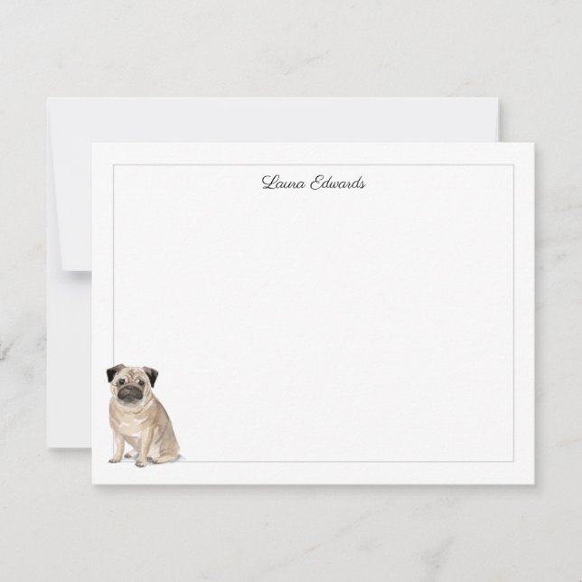 Pug Grått Gräns Personlig Stationery Anteckningskort (Framsida)