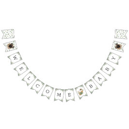 Pug Greenery Baby Shower Puppy buntbanderoll Vimplar