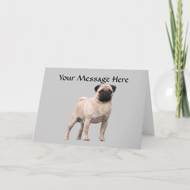 Pug Greeting Card Helgkort (Framsida)