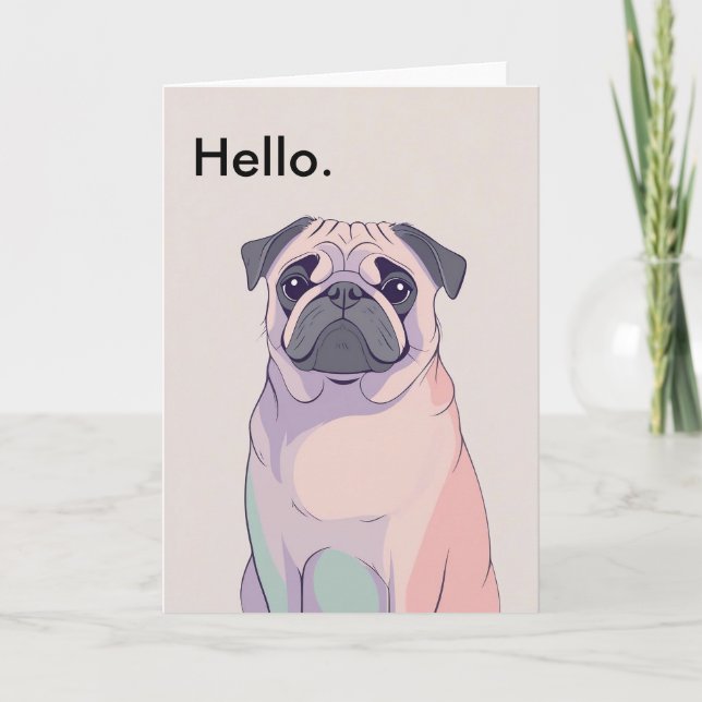 Pug Greeting Card - Retro Hund Art - Tom - 5 x 7 Inbjudan (Framsida)