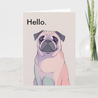 Pug Greeting Card - Retro Hund Art - Tom - 5 x 7 Inbjudan