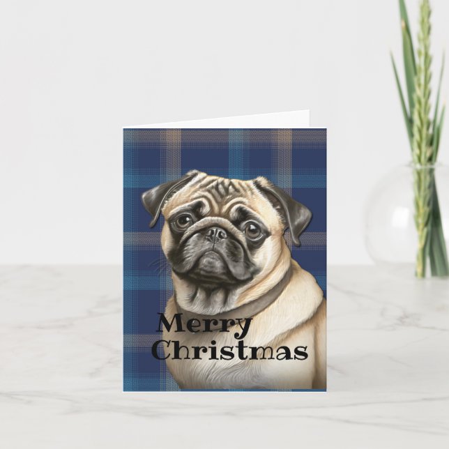 Pug Greeting Card Tack Kort (Framsida)