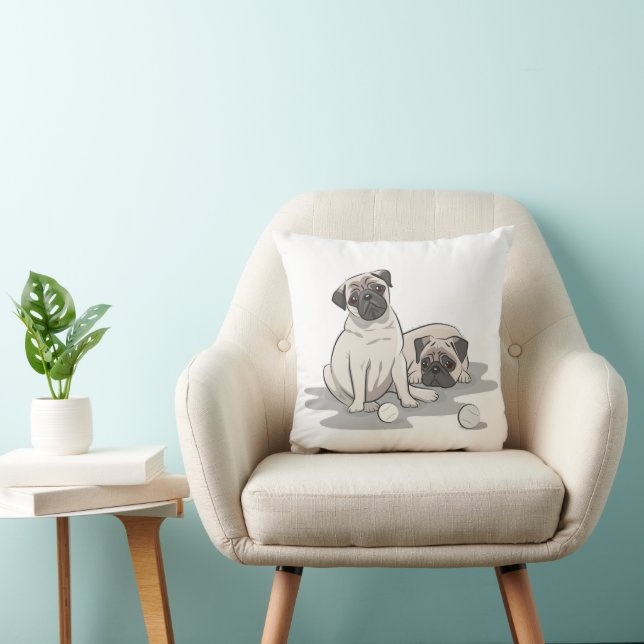 Pug Group Tecknad serie Kudde (Stol)