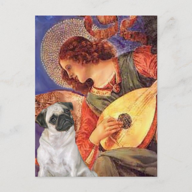 Pug H (Fawn) - Mandolinängel Vykort (Framsida)
