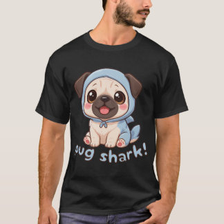 Pug Haj - Söt Pug i Haj Kostym Kawaii Stil T Shirt