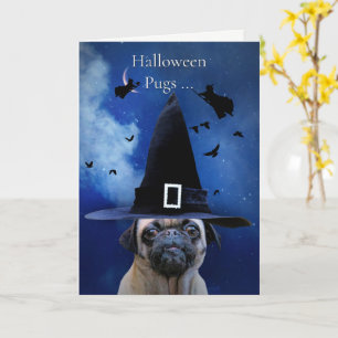 Pug Halloween Cute med Witches och Kisses Kort