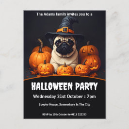 Pug Halloween fest Inbjudan Vykort