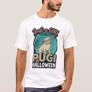 Pug Halloween Flicka Vintage Vektor Design_1 T Shirt