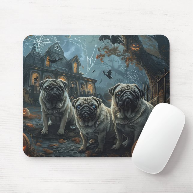 Pug Halloween Night Doggy Delight Musmatta (Med mus)