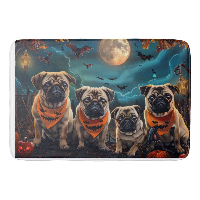 Pug Halloween Spooky Badrumsmatta (Framsidan)