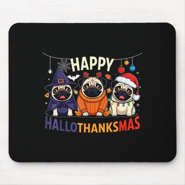 Pug Halloween Thanksgiving Christmas Happy Halloth Musmatta (Framsidan)