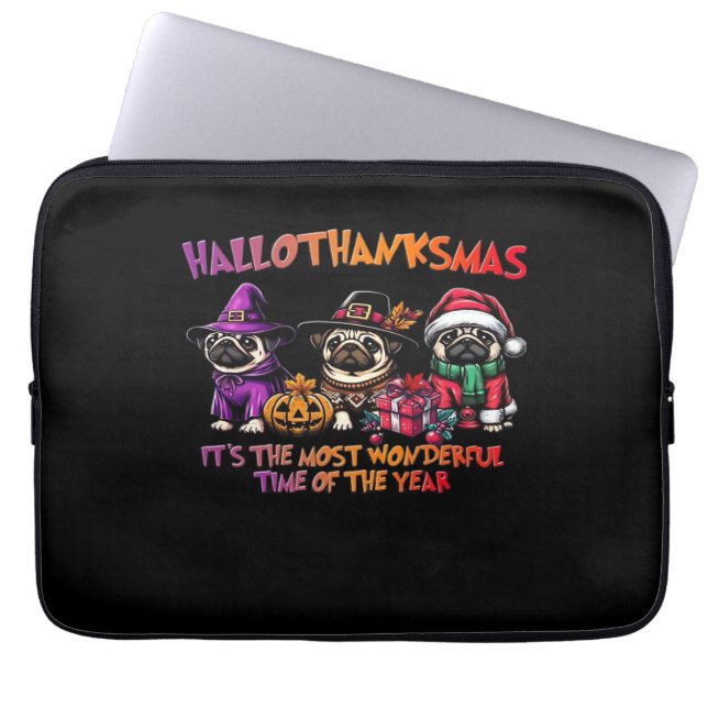 Pug Halloween Thanksgiving jul Classic T-Shi Laptop Fodral (Framsidan)