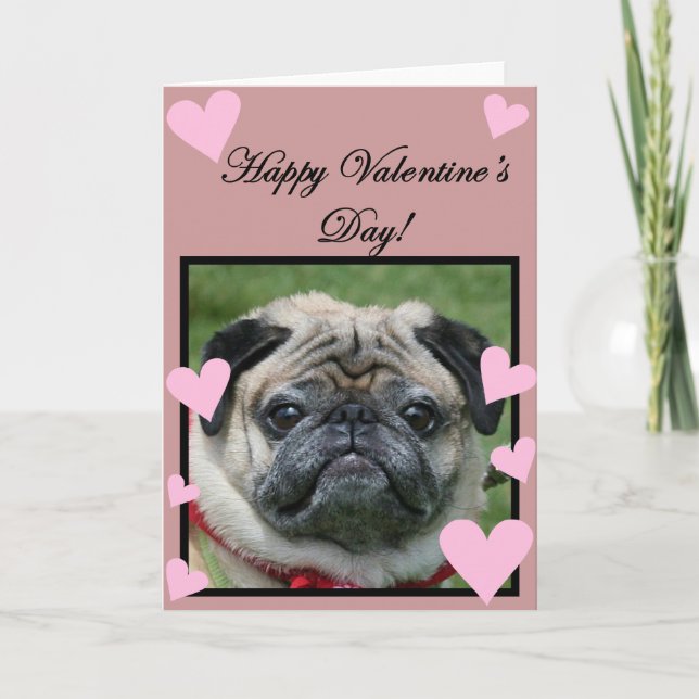 Pug Happy Valentine's Day Greeting card Helgkort (Framsida)