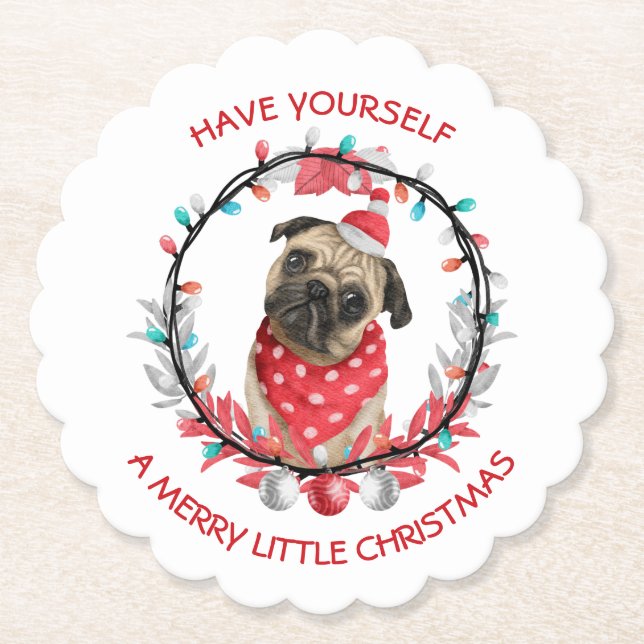 Pug har dig själv en god liten jul underlägg papper (Framsida)