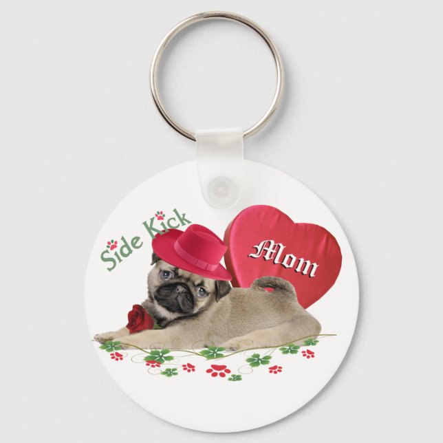 Pug har hjärtklaffar nyckelring (Framsida)