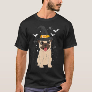 Pug häxa Halloween hund valp dräkt kostym trick T Shirt