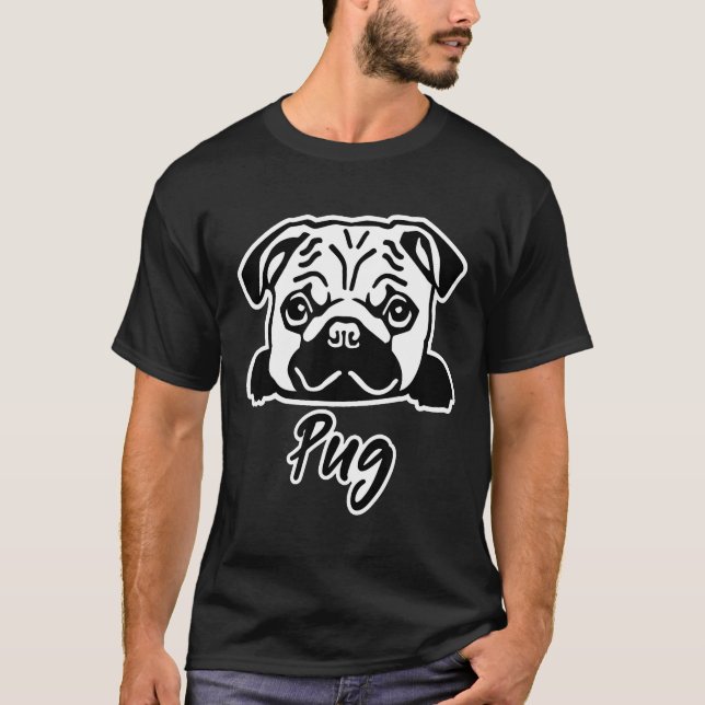 Pug Head T Shirt (Framsida)