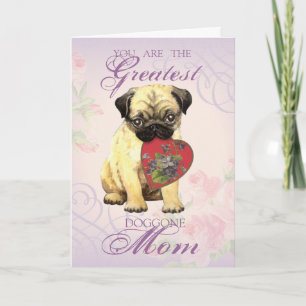 Pug Heart Mamma Kort