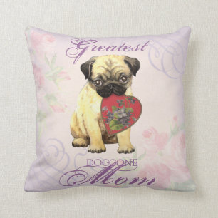 Pug Heart Mamma Kudde