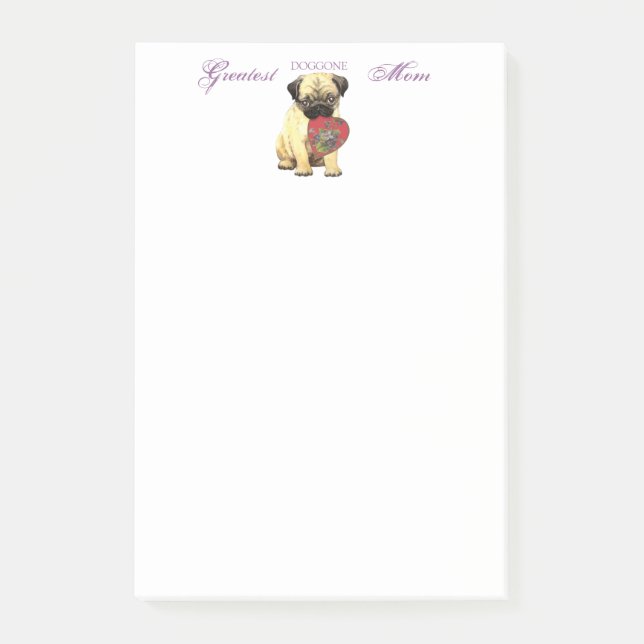 Pug Heart Mamma Post-it Block (Framsida)