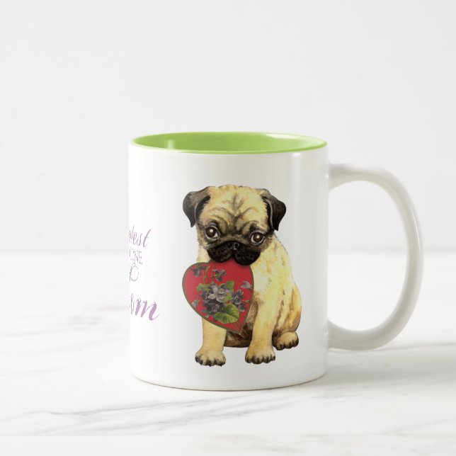 Pug Heart Mamma Två-Tonad Mugg (Höger)