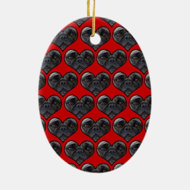 Pug Hearts Julgransprydnad Keramik (Baksidan)