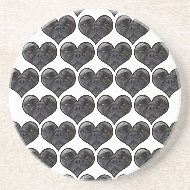 Pug Hearts Underlägg Sandsten (Framsidan)