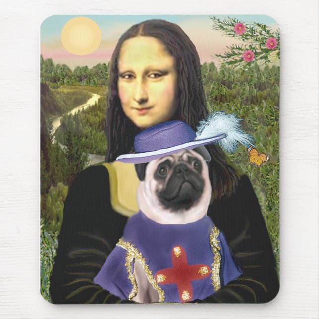Pug (Herr) - Mona Lisa - Anpassad Musmatta (Framsidan)