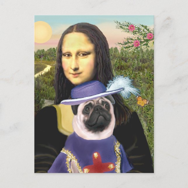 Pug (Herr) - Mona Lisa Vykort (Framsida)