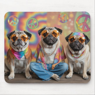 Pug Hippie Mousepad Musmatta