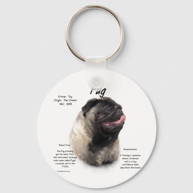 Pug History Design Nyckelring (Framsida)