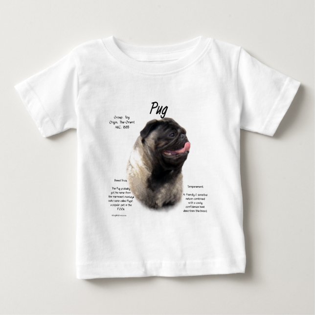 Pug History Design Tee Shirt (Framsida)