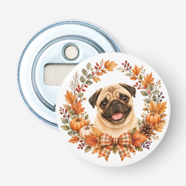 Pug höstkrans flasköppnare (Framsidan)