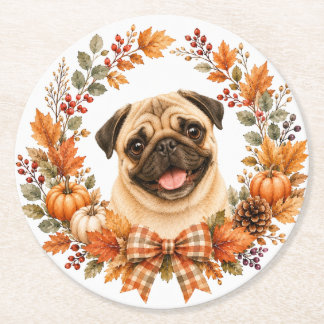 Pug höstkrans underlägg papper rund