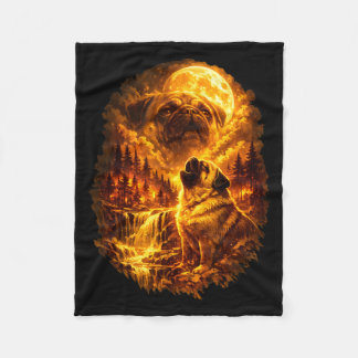 Pug howling at moon dramatic full moon  fleecefilt