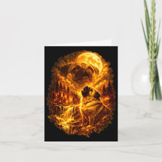 Pug howling at moon dramatic full moon  kort