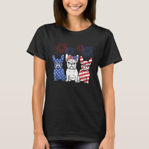 Pug Hund 4:e juli USA Amerikanska Flagga Fireworks T Shirt