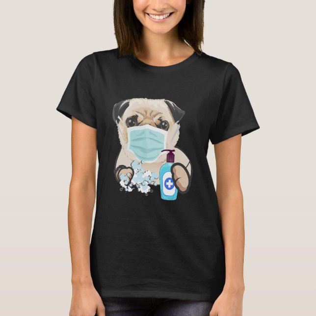 Pug Hund älskare Ansikte Mask Health Flu Kall Cute T Shirt (Framsida)