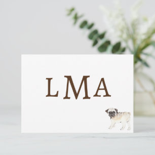 Pug Hund älskare Monogram-anteckningskort Anteckningskort