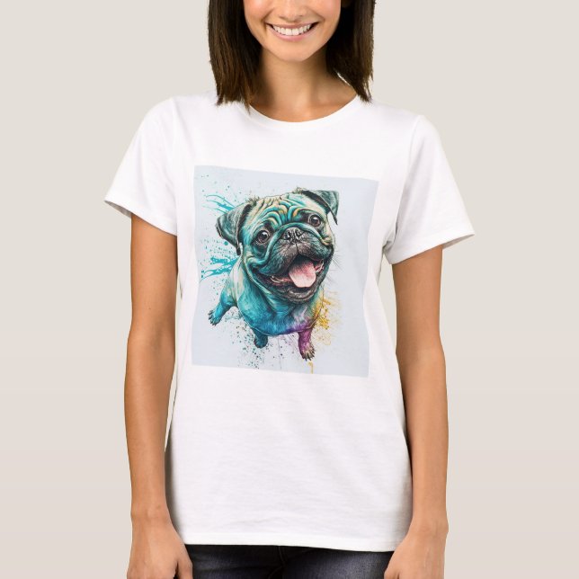 Pug hund älskare T-shirt hund T-shirt mamma T-shir (Framsida)
