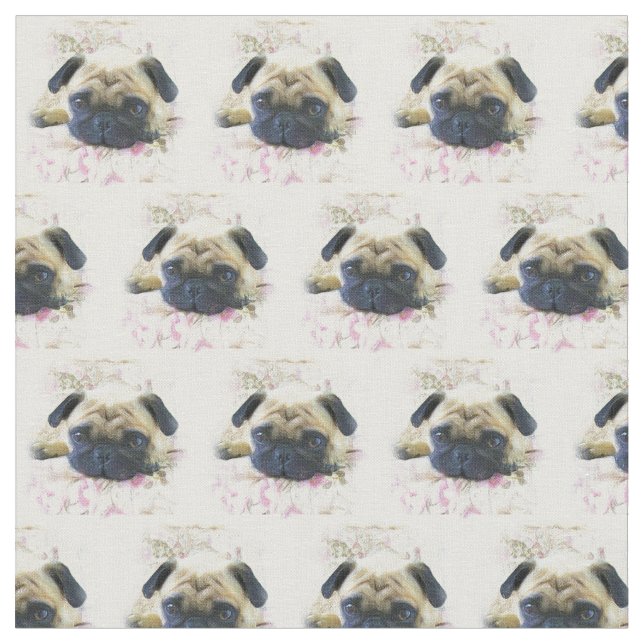 Pug Hund Anpassningsbar Fabric Tyg (Närbild)