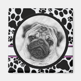 Pug Hund Art by Glenda Harlan Magnet