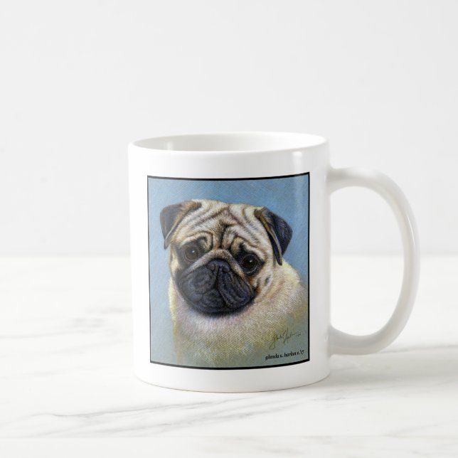 Pug Hund Art by Glenda S. Harlan Kaffemugg (Höger)