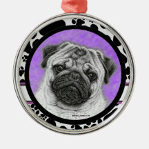 Pug Hund Art jul Ornament av Glenda Harlan