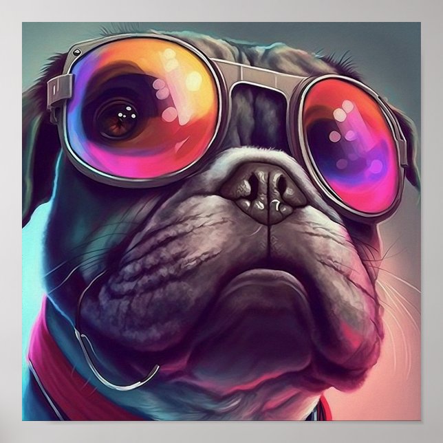 Pug Hund Art Poster (Framsidan)