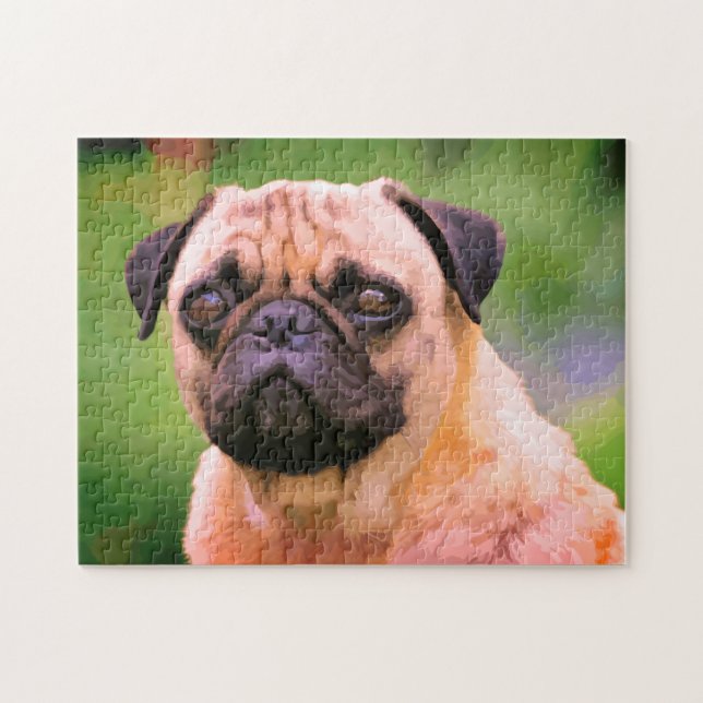 Pug Hund Art Pussel (Horisontell)